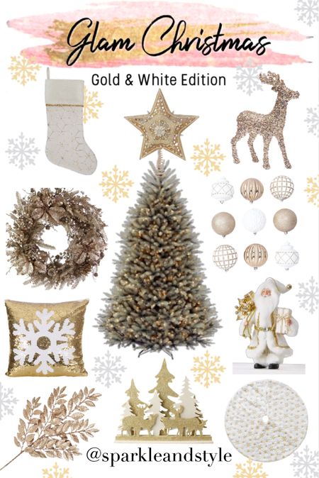 Glam Christmas: Gold and White Edition ✨ Christmas decor, Christmas tree, Christmas ornaments, Christmas ribbon, Christmas tree skirt, christmas stocking, Christmas wreath, Christmas tree topper, Christmas stocking holder, gold and white Christmas decor, green Christmas tree, gold and white Christmas ornaments, gold photo Christmas snow globe, gold beaded embroidered snowflake Scallop trim Christmas tree skirt with bows, white and gold snowflake christmas stocking, gold poinsettia Christmas ornaments, gold and white star Christmas tree topper, snow frosted garland, gold and white Christmas decor, initial letter light up ornament, white stars ornaments, gold holly berry branch twig sprays, snowflake ornament, glitter ornaments, home interior, home decor, home accessories, home decoration, glam Christmas decor, girly girl Christmas, Luxe Christmas, elegant Christmas, classy Christmas, Christmas tree decorations, Christmas decorations

#LTKSeasonal #LTKhome #LTKHoliday