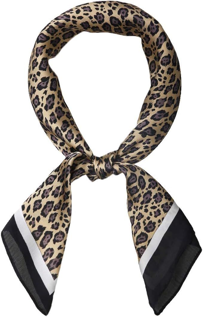 Allegra K 70cm Animal Leopard Print Silk Like Square Scarves Kerchief Neck Head Scarf Neckerchief... | Amazon (US)