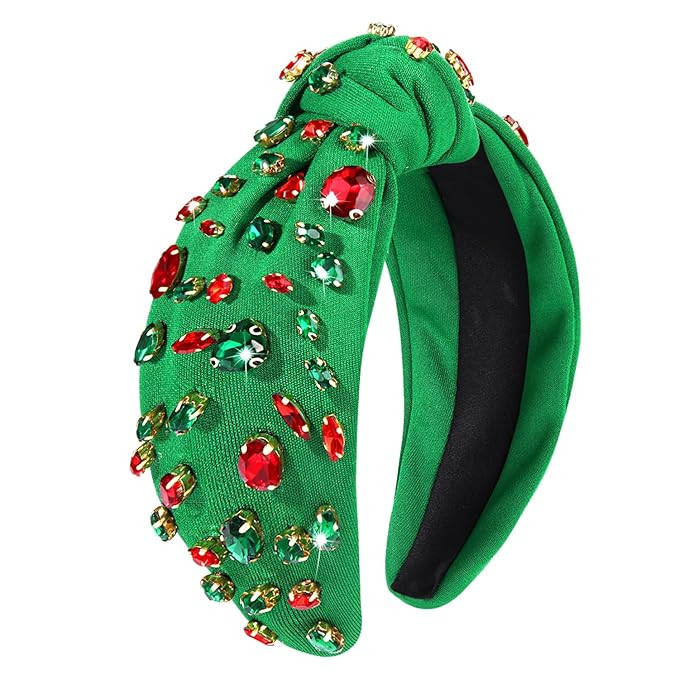NVENF Rhinestone Knotted Headbands for Women, Crystal Beaded Jeweled Headbands, Top Knot Headband... | Amazon (US)