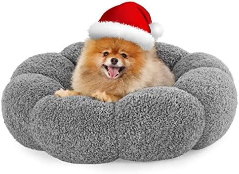 Lesure Calming Small Dog Bed - Donut Round Fluffy Puppy Bed in Teddy Sherpa Plush, Anti-Slip Cute... | Amazon (US)
