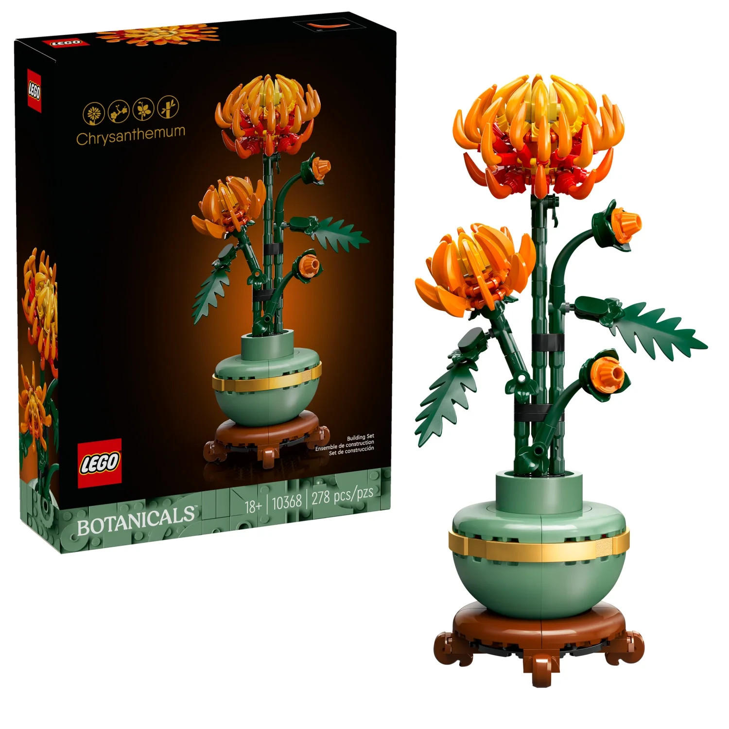 LEGO Icons Chrysanthemum Building Set - Artificial Flowers for Dinner Table Centerpieces & Decora... | Walmart (US)