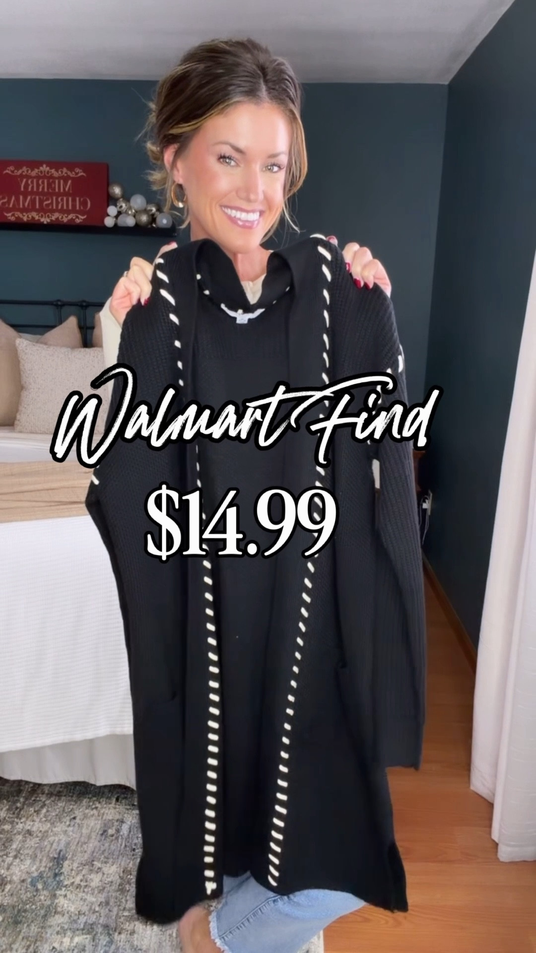 Walmart cardigan now clearance priced, down to $14.99!!
Cardigan/medium
Henley/medium
Jeans/6
Sneakers/ tts 

#LTKSeasonal