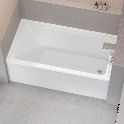 60" X 30" Alcove Soaking Acrylic Bathtub With Drain Integrated Flange Non-slip Rectangular Skirt Tub In White | Wayfair North America