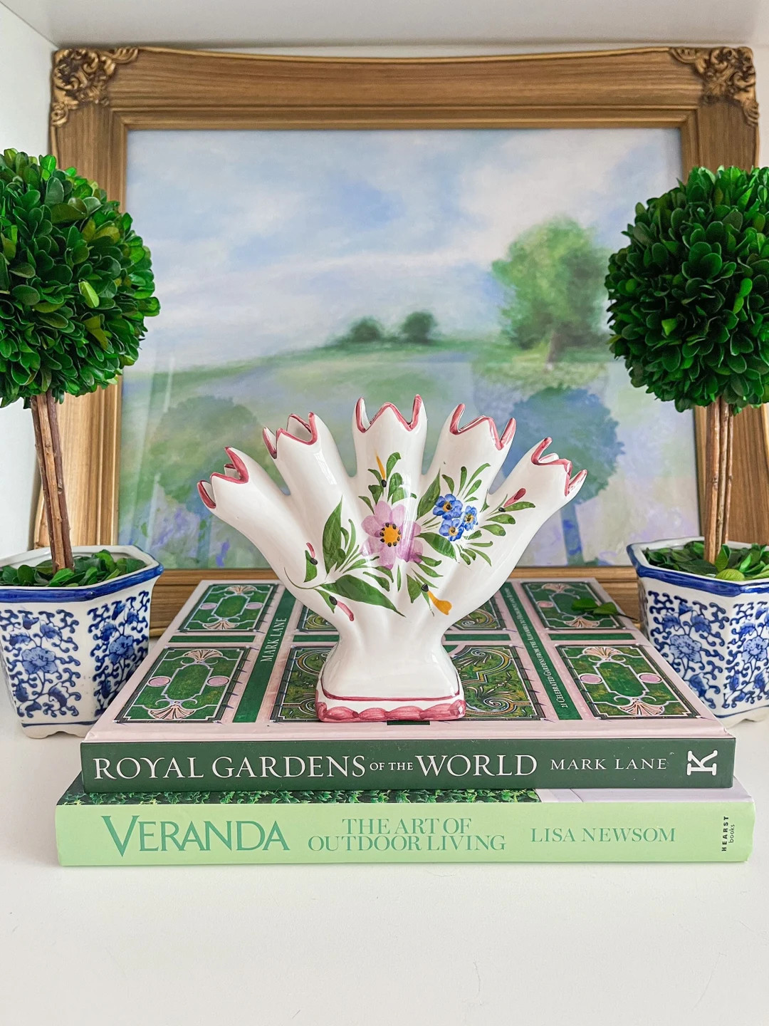 Vintage Made in Portugal Hand Painted Colorful Tulip Finger Vase | Chinoiserie Chic Home Decor | ... | Etsy (US)