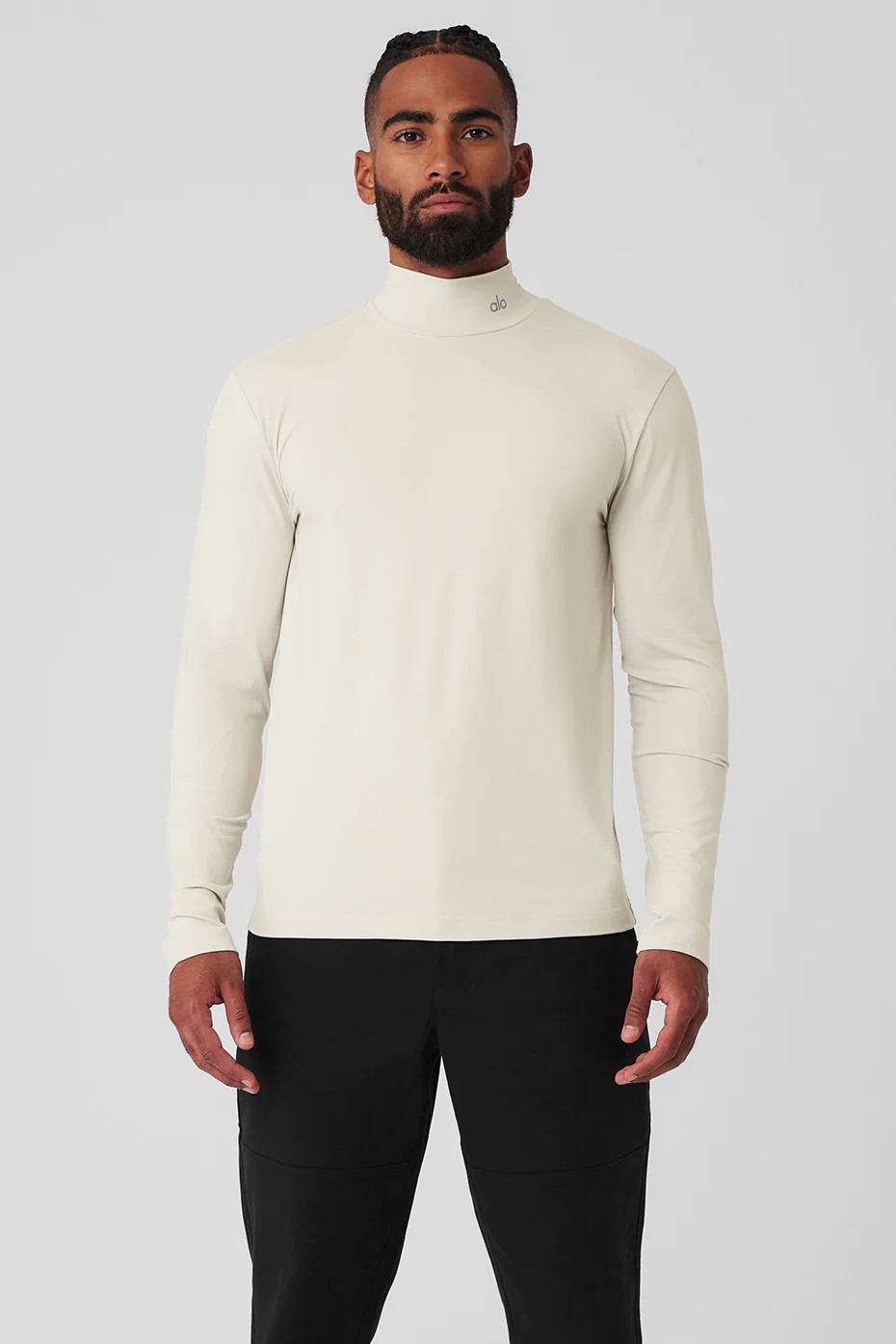 ALO | Conquer Reform Mock Neck Long Sleeve Top in Bone Beige, Size: XL | Alo Yoga