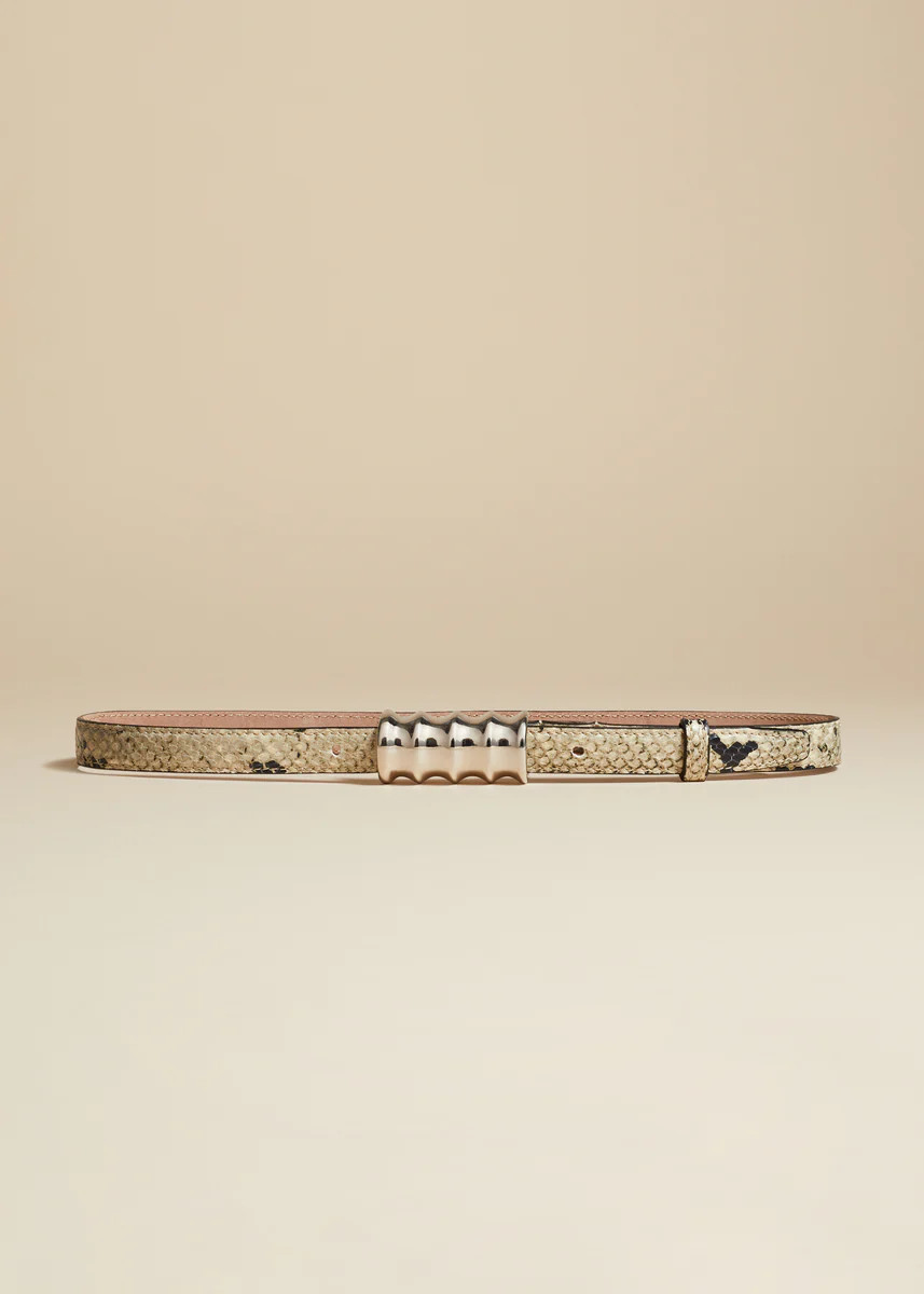The Small Julius Belt in Natural Python Embossed Leather | Khaite