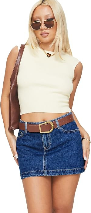 Princess Polly Women's Nickei Denim Mini Skirt Lower Impact | Amazon (US)