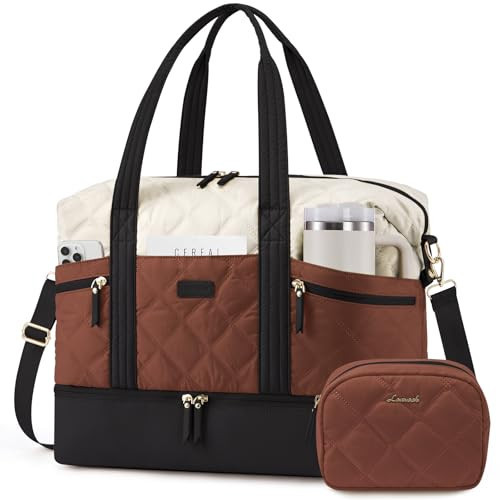 LOVEVOOK Travel Duffle Bag, Lightweight Weekender Bags for Women with Shoe Compartment, 40L Puffer Gym Bag Personal Item Travel Bag, Carry On Overnight Bags and Hospital Bag for Labor and Delivery | Amazon (US)
