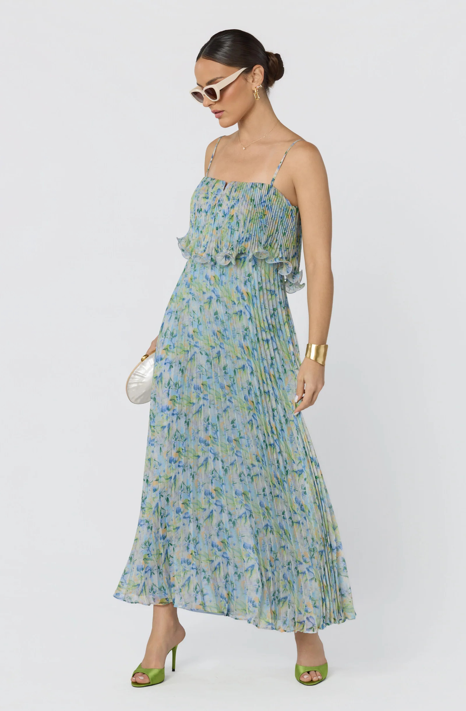 Makennah Plissé Floral Maxi Dress | ASTR The Label (US)