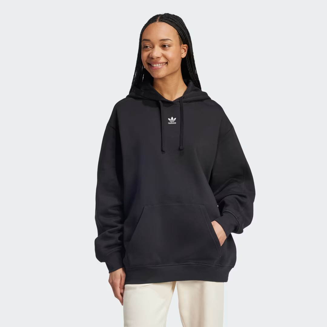 adidas Essentials Oversized Fleece Hoodie Black S Womens | adidas (US)