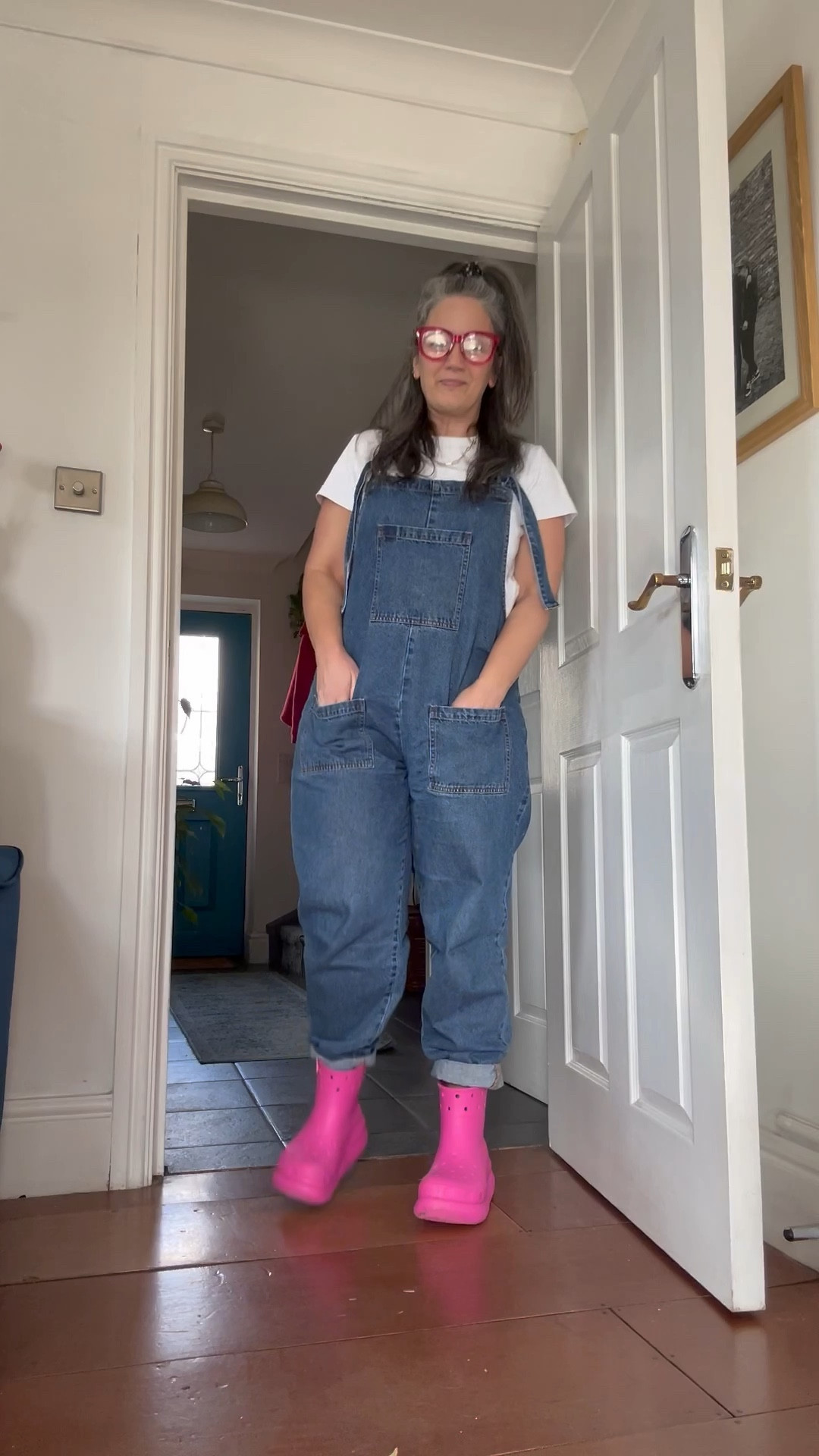 Lucy and Yaks, (can’t tag you’ll have to go on their website) the best white t you’ll ever find from Uniqlo and the pink crocs crush boots 💕