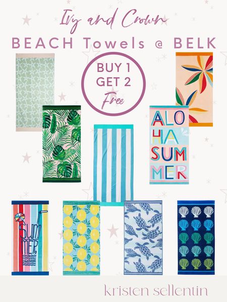 Crown and Ivy BEACH Towels @ Belk
Buy 1 Get 2 FREE

 #beach #Belk #CrownandIvy  #beachtowel #summertime

#LTKSwim #LTKSaleAlert #LTKFamily