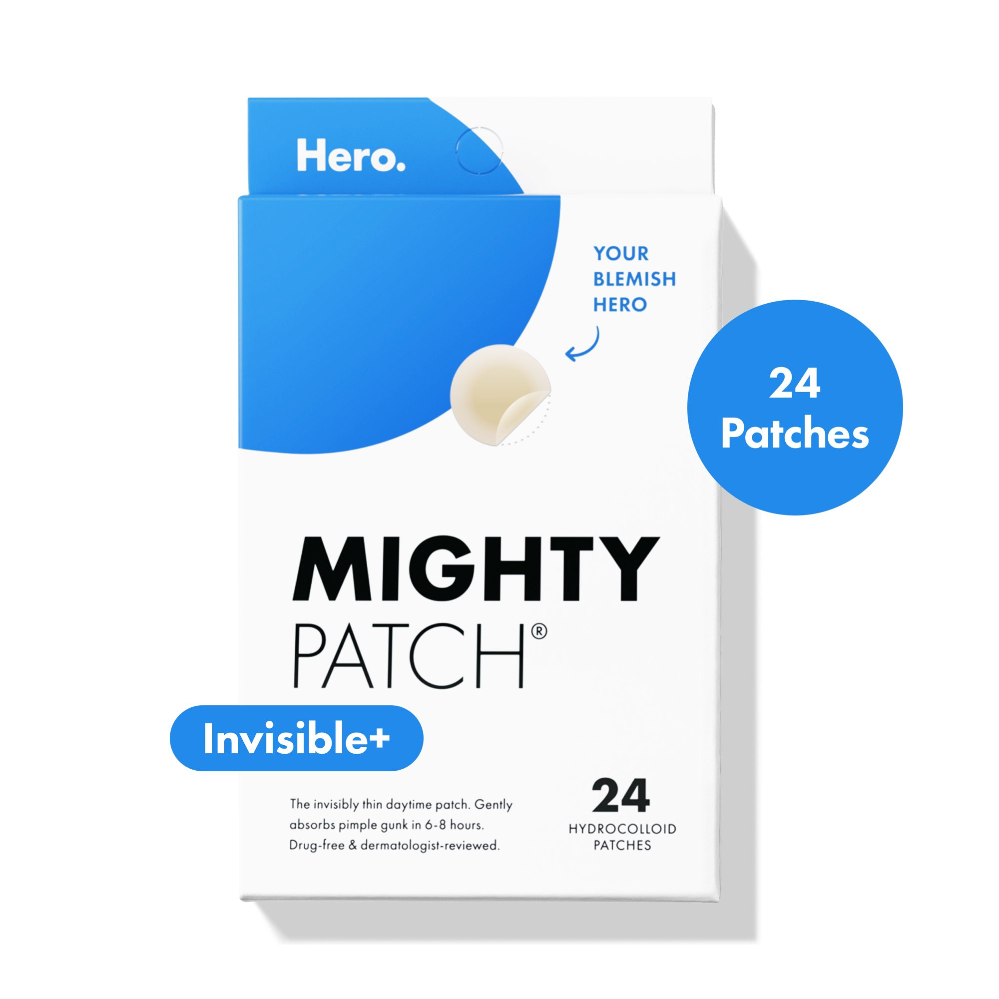 Mighty Patch by Hero Cosmetics Invisible+ Acne Treatment Pimple Patches with Hydrocolloid, 24 Cou... | Walmart (US)