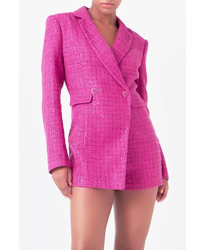 endless rose Women's Tweed Blazer Romper - Macy's | Macy's