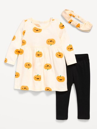 Printed Long-Sleeve Dress, Leggings and Headband for Baby | Old Navy | Old Navy (US)