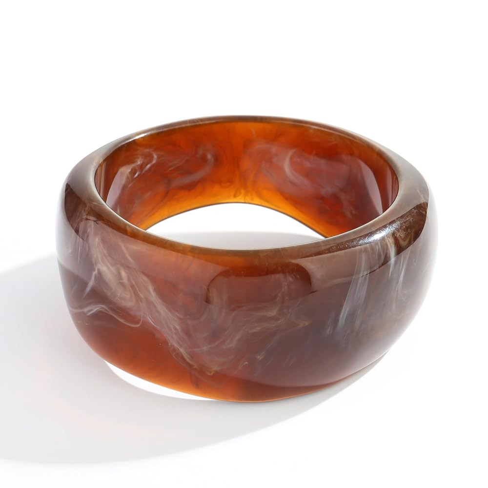 Chunky Acrylic Bangles Bracelets For Women Geometric Acrylic Resin Acetate Mottled Wide Bangle Br... | Amazon (US)