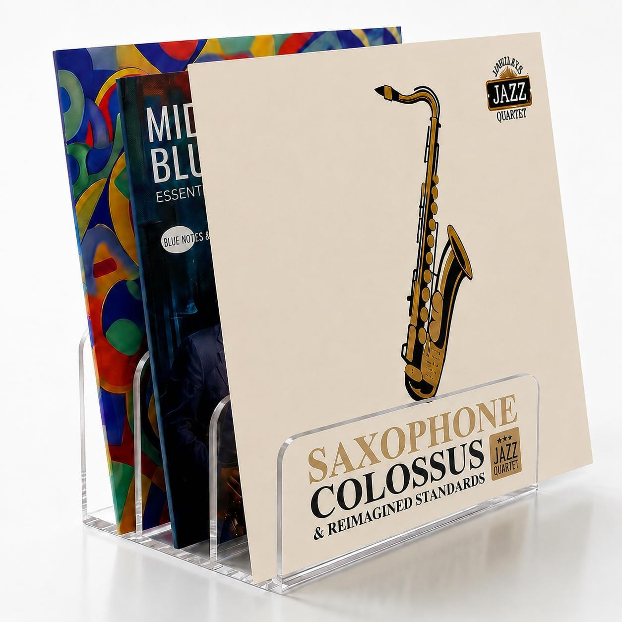 Acrylic Vinyl Record Holder,Tiered Decorative Tabletop Vinyl Record Holder | Amazon (US)