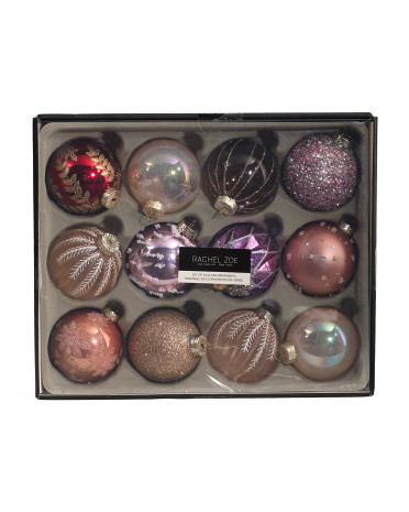 12pk 80mm Glass Ornaments | TJ Maxx