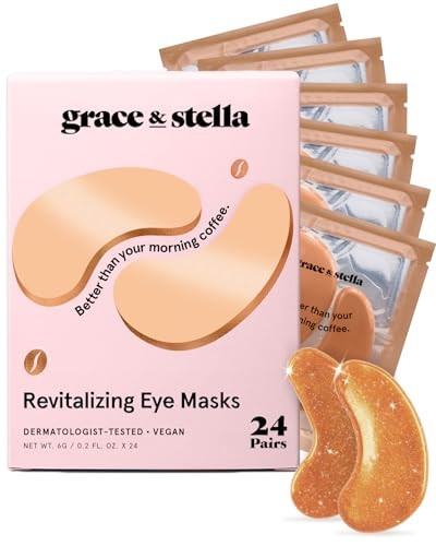 grace & stella Caffeine Under Eye Patches - Awakening Eye Patches for Puffy Eyes and Dark Circles, Under Eye Mask Patches with Niacinamide & Hyaluronic Acid - Teen Girl Gifts, Vegan (Bronze, 24 Pairs) | Amazon (US)