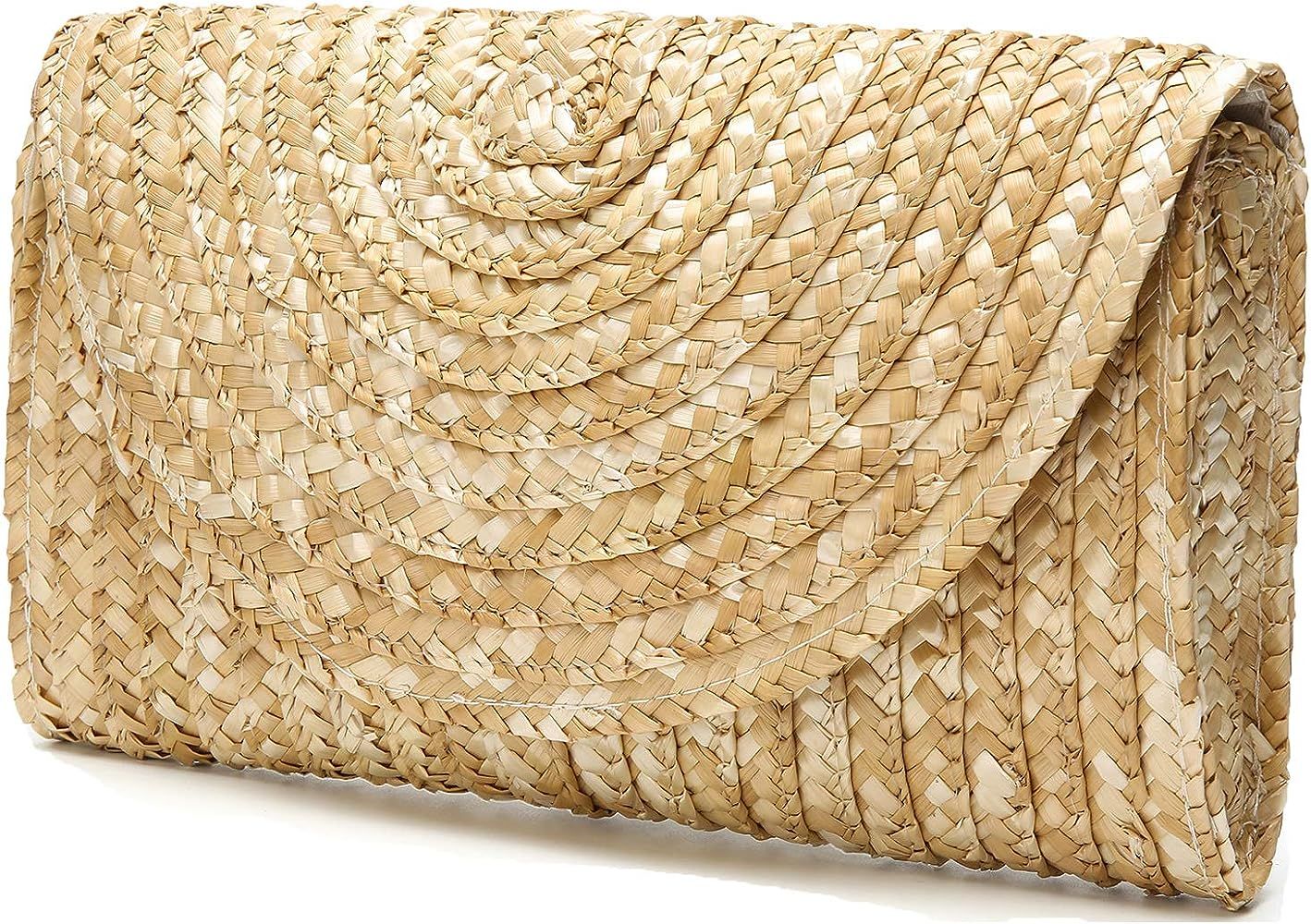 Women's Straw Clutch Handbag Straw Purse Envelope Bag Wallet Summer Beach Bag Woven Bag Purse Wal... | Amazon (US)