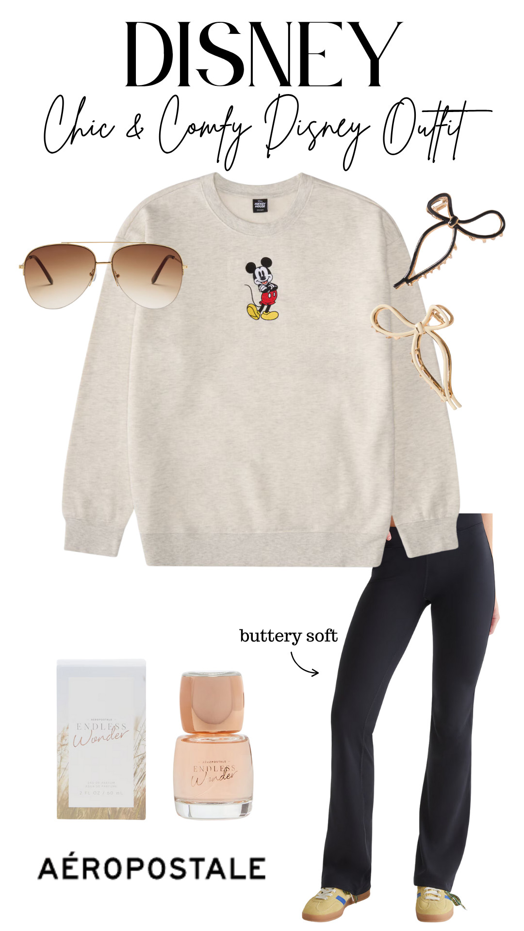 This Aeropostale Mickey sweatshirt paired with buttery soft flared leggings is perfect for a cozy Disney day or laid-back errands with a touch of magic! I added my go-to bow accessories, sunnies, and the dreamy Endless Wonder scent to complete the vibe.💫

🛍️ Shop this magical outfit on my LTK! 

 #DisneyStyle #AeropostaleFinds #MickeyMouseSweatshirt #DisneyOutfitInspo #LTKBacktoSchool #CasualDisneyLook #LTKFallStyle #ComfyDisneyOutfit #LTKunder50 #LTKSeasonalStyle #LTKFindsUnder50 #LTKStyleTip