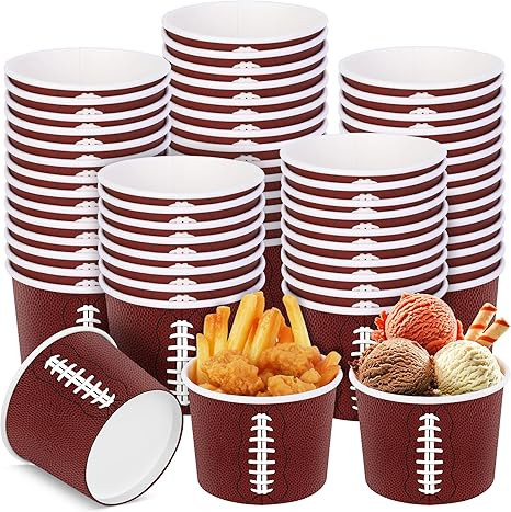 50-Piece Football Snack Bowls - 8oz Disposable Paper Bowls for Tailgate Parties, Family Dinners, ... | Amazon (US)