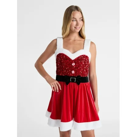 No Boundaries Santa Claus Skater Dress, Women’s | Walmart (US)