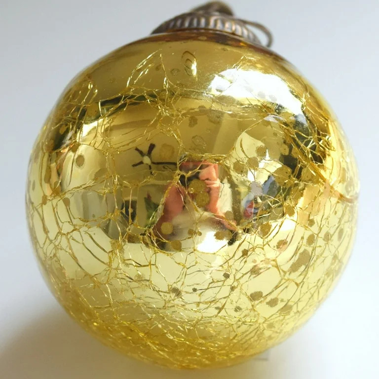 Set of 4 Gold Mercury Glass Ornaments (3.15 Inch Vintage Crackle Ball) - Perfect for Christmas Tr... | Walmart (US)