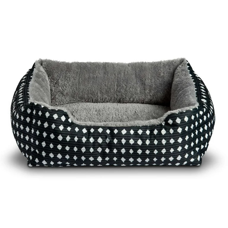 Vibrant Life Dog Bed, Cat Bed, Puppy Bed, Plush Cuddle Bed for Small Breeds, 19" x 15",Black & Wh... | Walmart (US)