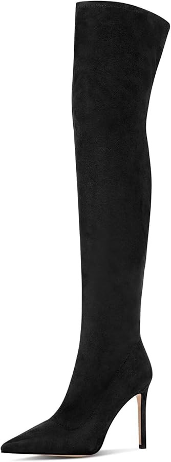 Women's Over the Knee Boots Suede High Heel Thigh High Boots Pointed Toe Long Stretch Sexy Fall E... | Amazon (US)