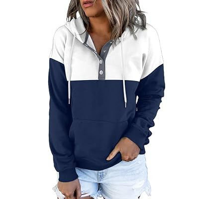 Dokotoo Womens 2025 Hoodies Button Collar Drawstring Hooded Pullove… | Amazon (US)