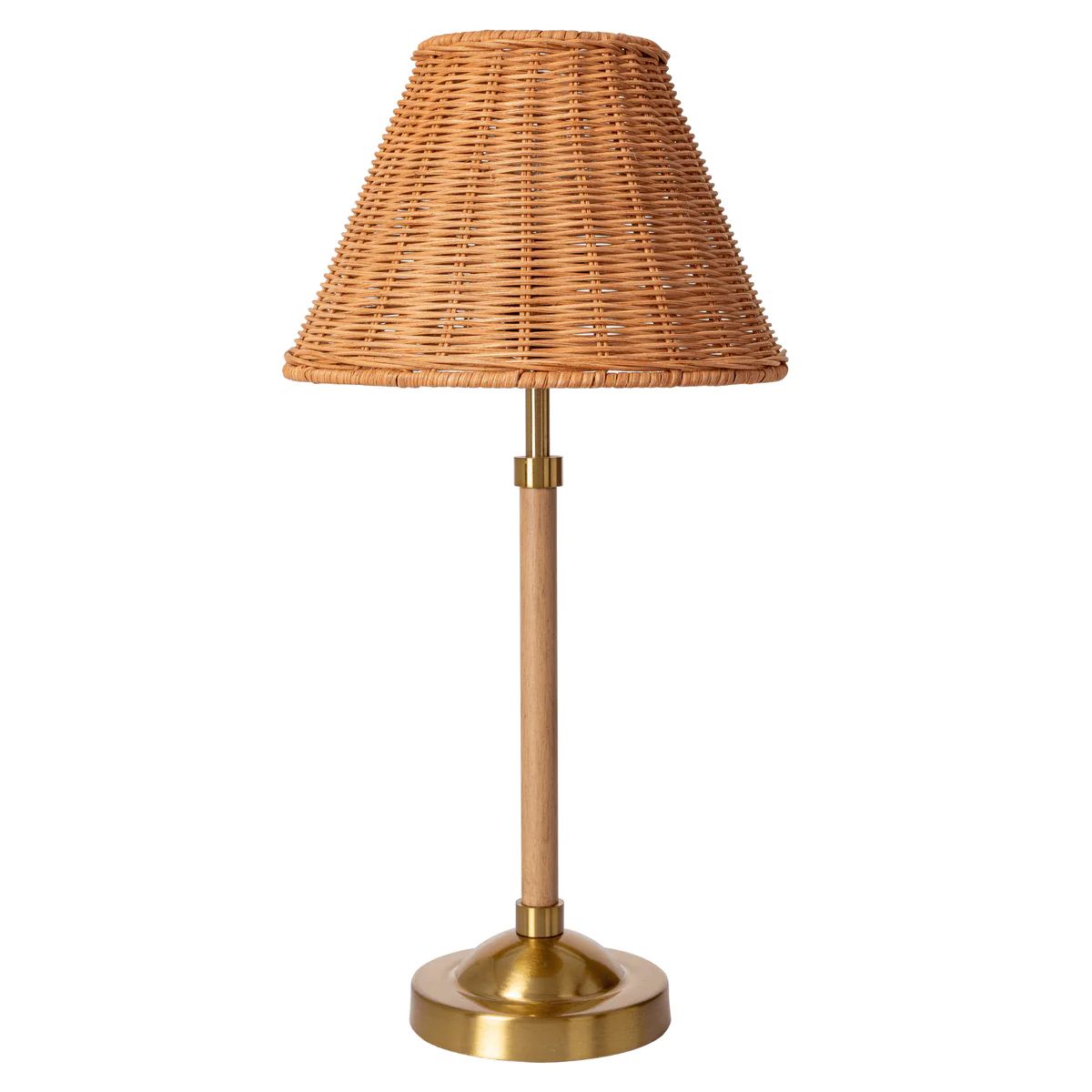 Wood Finish Table Lamp With Rattan Shade | The Well Appointed House, LLC