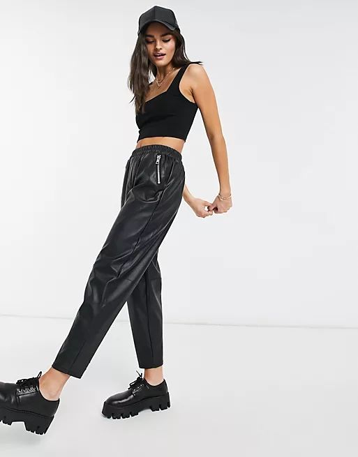 ASOS DESIGN organic cotton crop cami with square neck and seam detail in black | ASOS (Global)