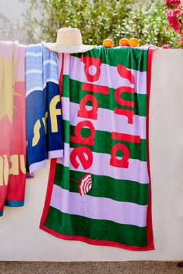 Beach Vibe Text Cotton Beach Towel | Anthropologie (US)