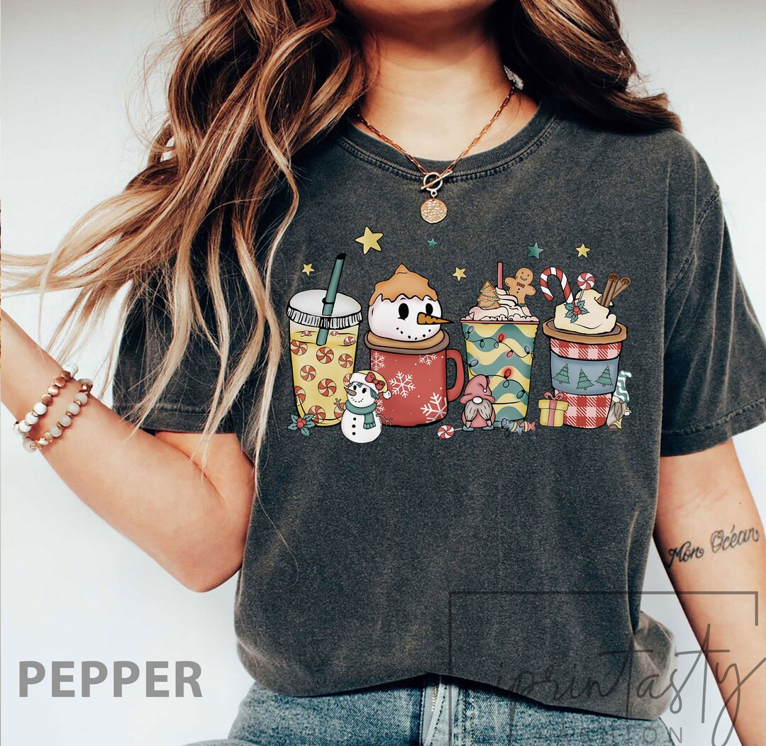 Comfort Colors Christmas coffee t-shirt, cute chritmas tee, Christmas t-shirt, holiday apparel, C... | Etsy (US)