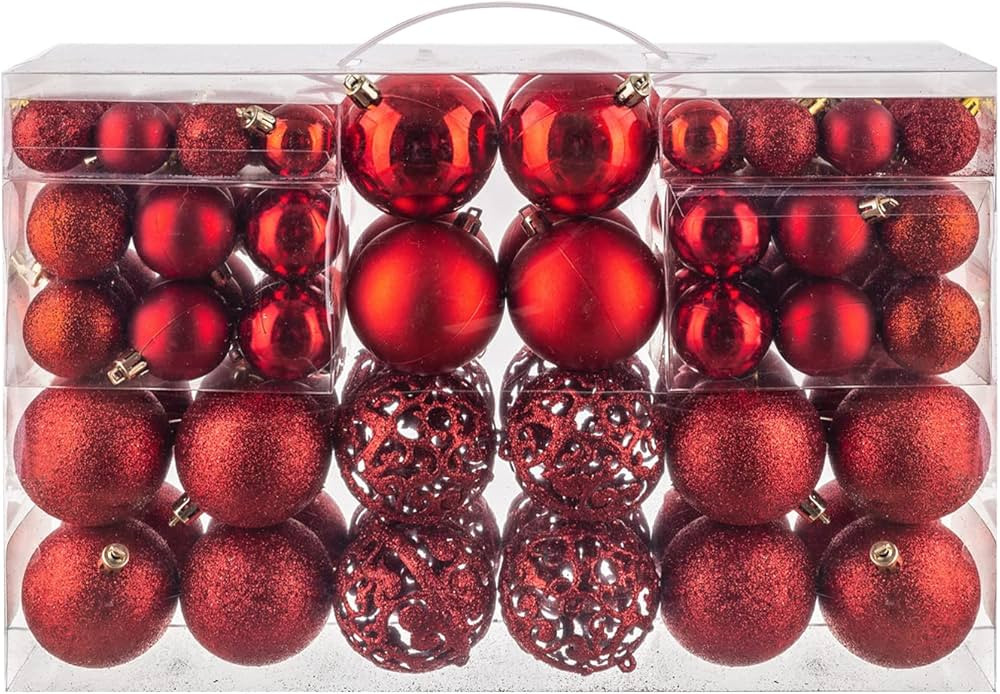 NJN 100pcs Christmas Ball Ornaments, Shatterproof Christmas Ornaments Set with Hand-held Gift Pac... | Amazon (US)