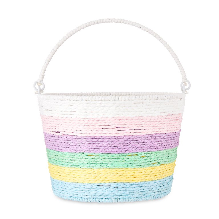 Way to Celebrate Multi-Color Rolled Paper Easter Basket with Handle, 9.25" D | Walmart (US)