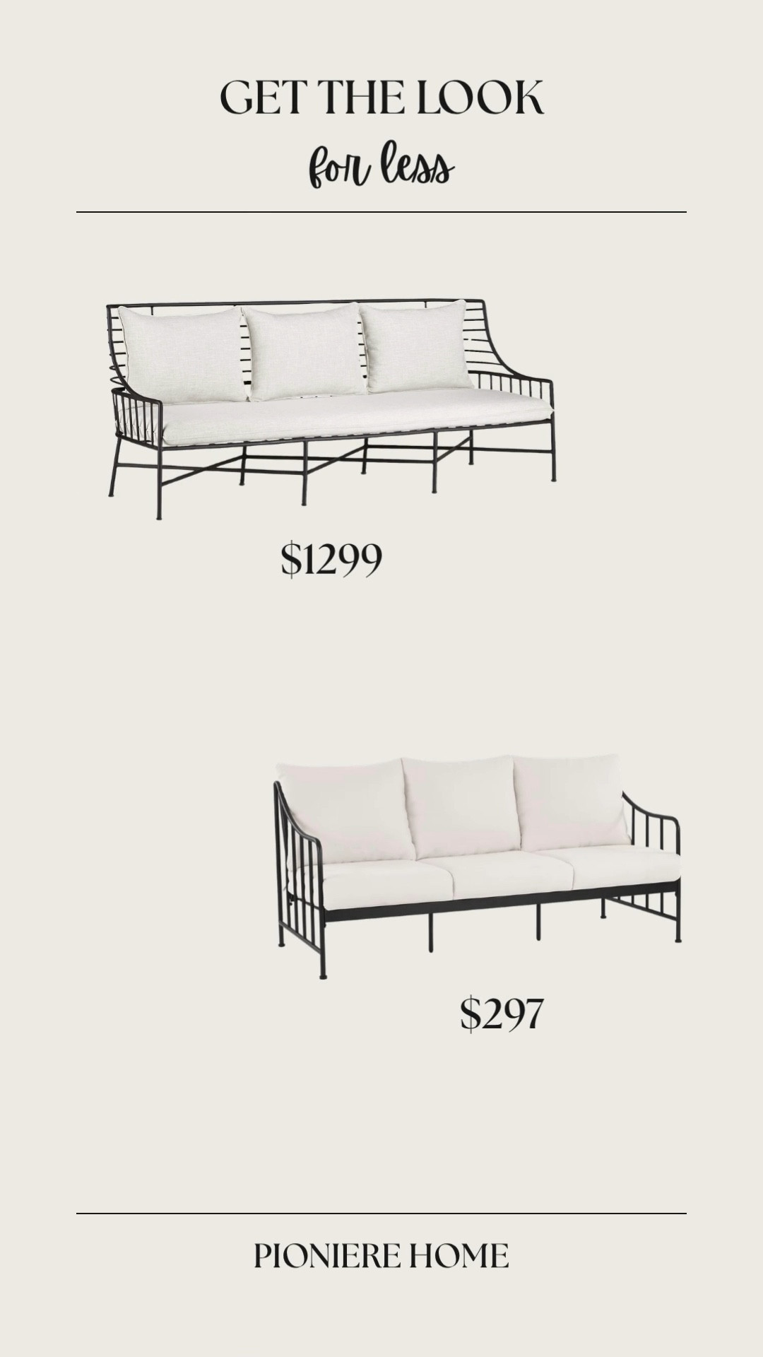 Get the look for less outdoor sofa. Black metal outdoor sofa, black & white, designer look for less #furnituredupe

#LTKHome #LTKSeasonal #LTKSaleAlert