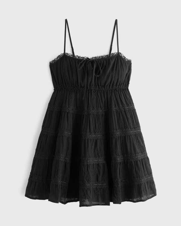 Lace Tie-Front Mini Dress | Abercrombie & Fitch (US)