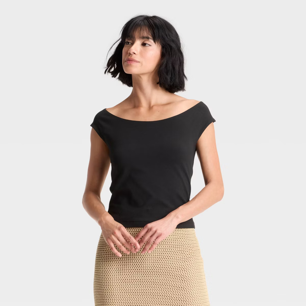 Women's Slim Fit Short Sleeve Off the Shoulder Top - A New Day™ | Target