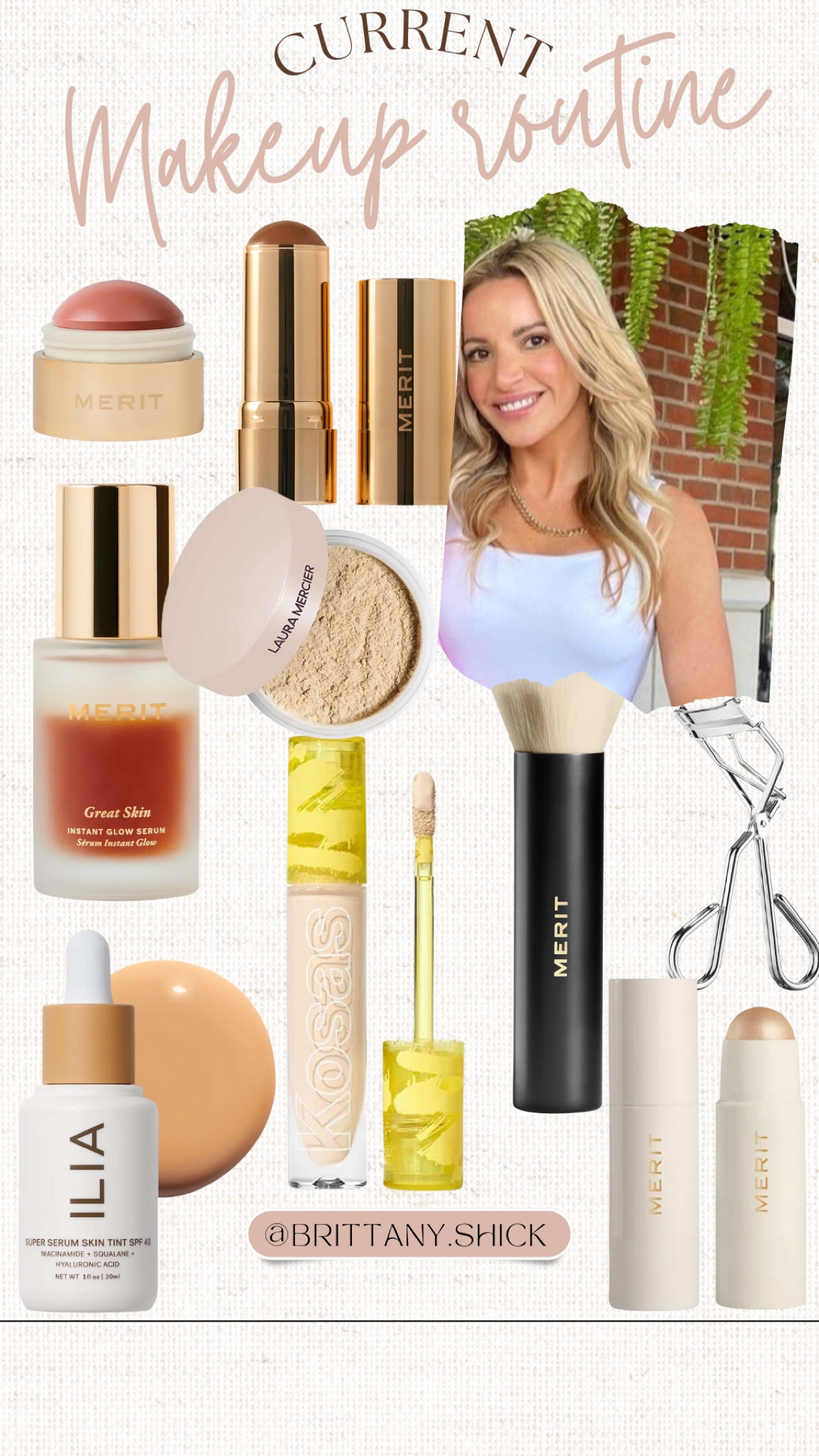 Summer Makeup Routine 
Bronze Glow
SPF Skin Tint Color: 9.5
Kosas Concealer Color 2.0
Merit Beauty Bronze Balm Sheer Sculpting Bronzer Color: Seine 
Merit Beauty Blush: Beverly Hills
Merit Beauty  Highlighter