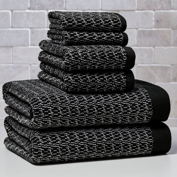 Better Homes & Gardens Signature Soft Cotton Melange 6 Piece Bath Towel Set,Rich Black | Walmart (US)
