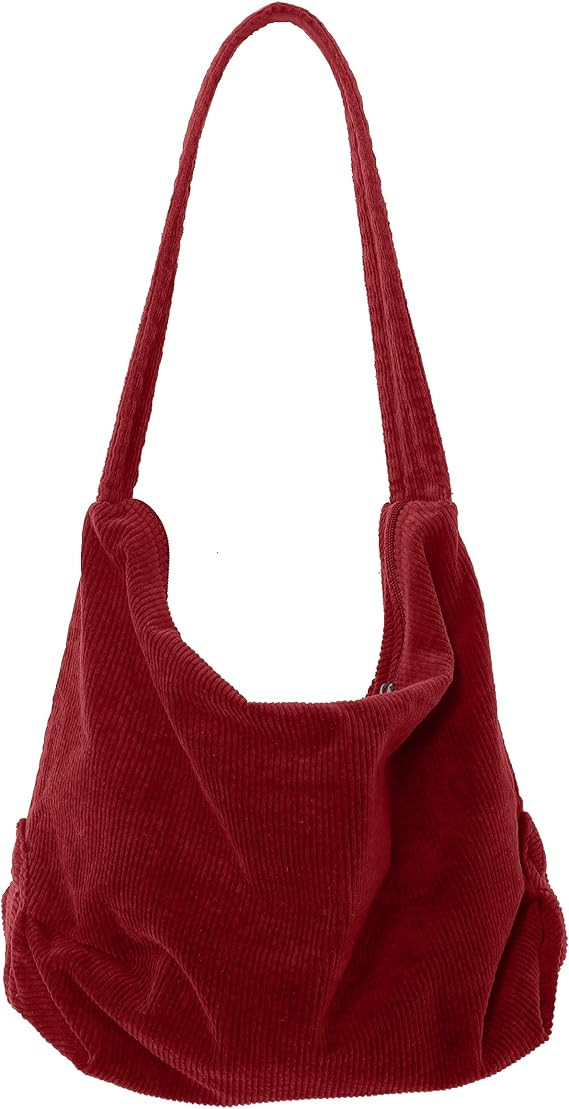 ALUWU Corduroy Tote Bag for Women Girl Canvas Shoulder Handbags Cute Large Purse | Amazon (US)