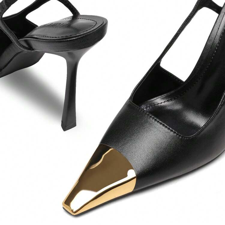 Black Metal Toe Slingback | SHEIN