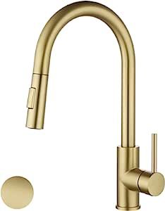 Havin Brushed Gold Kitchen Sink Faucet,High Arc Stainless Steel Pull Down Kitchen Faucet, Fit for... | Amazon (US)