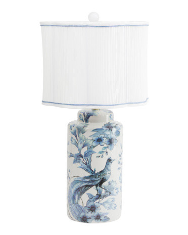 26.5in Floral Bird Ceramic Table Lamp With Shaped Shade | Bedroom | Marshalls | Marshalls