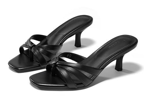 Coutgo Womens Strappy Kitten Heels Sandals Square Open Toe Flip Flops Slip On Slides Summer Dress... | Amazon (US)