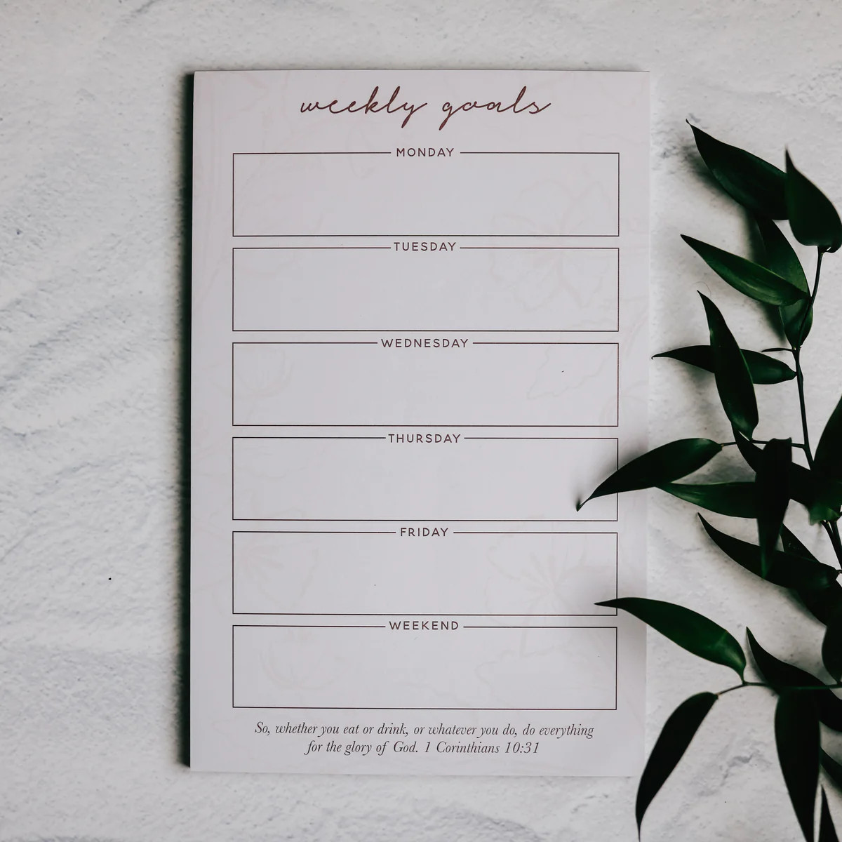 Weekly Goals Notepad - Blush Floral | The Daily Grace Co.