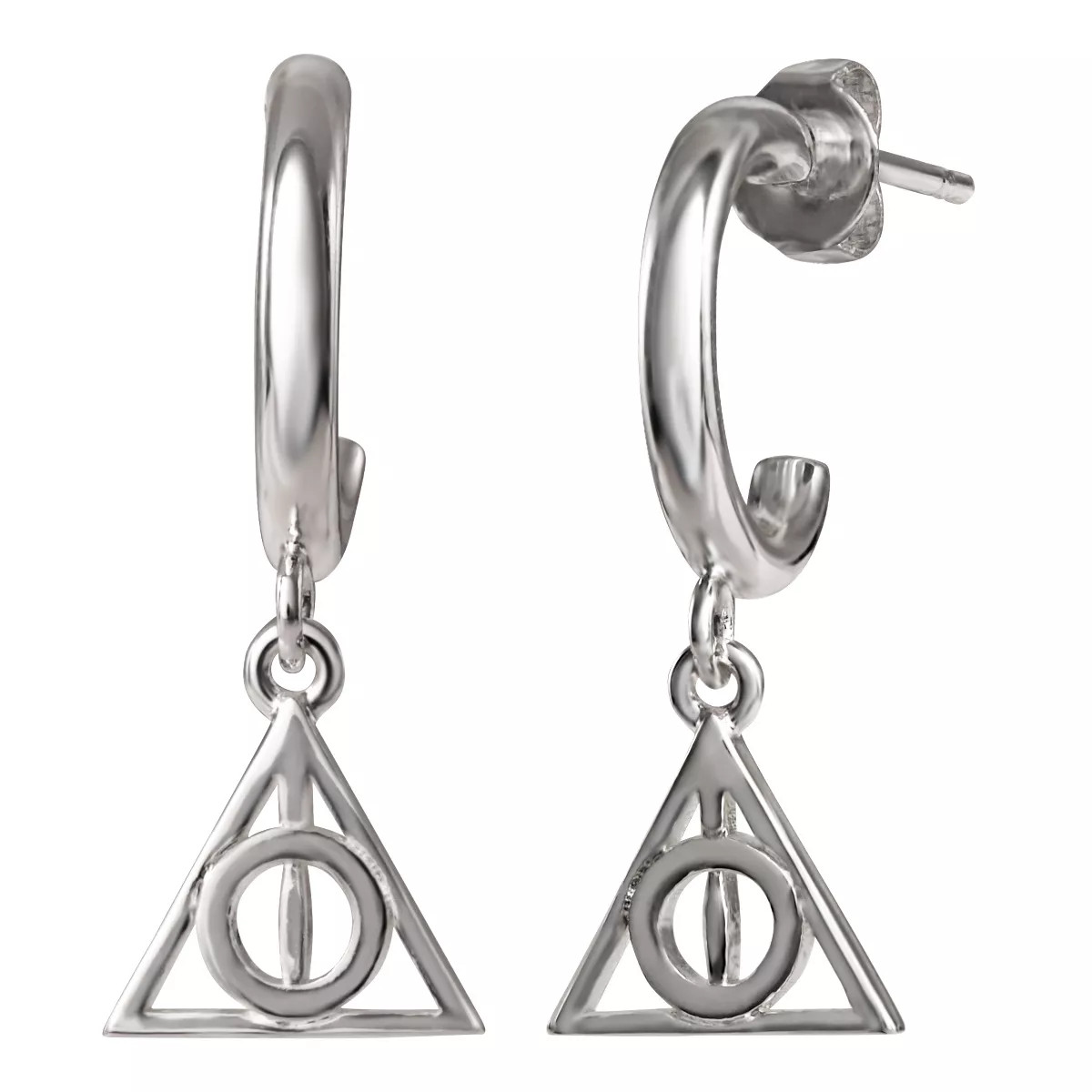 Harry Potter Silver Plated Earrings with Dangle Deathly Hallows Charm | Target