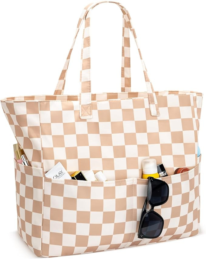 Iioscre Beach Bag for Women, Causal Hobo Pool Bags with Zipper Inner Pocket, Foldable Swim Tote B... | Amazon (US)